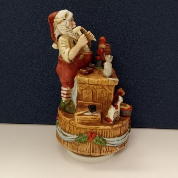 Musical Ceramic Santa's Workshop Christmas Figurine - Picture 2 of 5